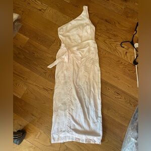 Free People Textured pale pink wrap dress. One shoulder